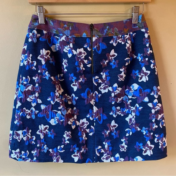 Anthropologie MAEVE Cardana Embossed Floral Colorful Straight Mini Skirt Size 0 - Picture 4 of 11